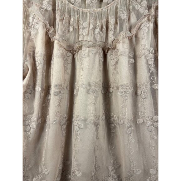 Cato XL Women's Pink Floral Lace Off-Shoulder Blouse - Picture 2 of 10